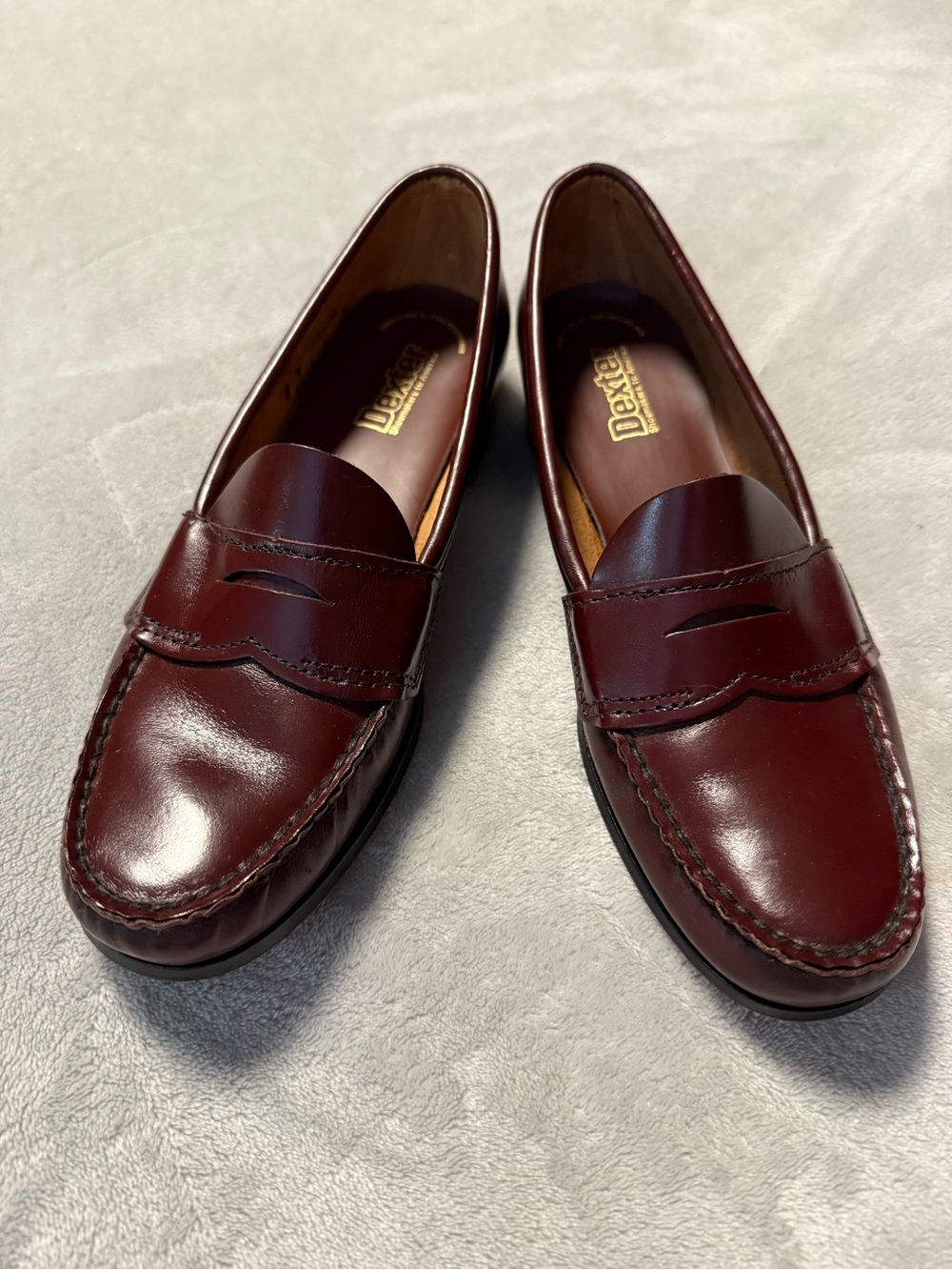 Dexter Womens 8N (Narrow) Burgundy Leather Penny Loafers Made in USA New Unworn